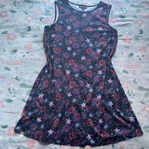 Dress Works Patriotic 4th of July Fireworks Dress M Retro Americana Festival Y2K